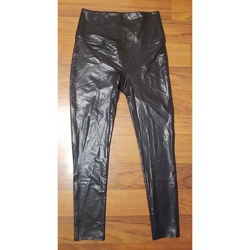 Jane And Bleecker High Waisted Faux Leather Legging, Women's Size XL Black   T43